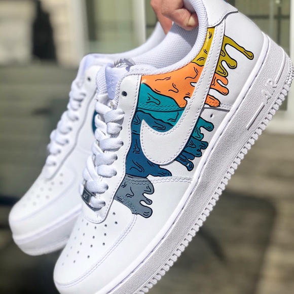 Custom Painted “cartoon drip” Nike Air Force 1s - Picture 2 of 6